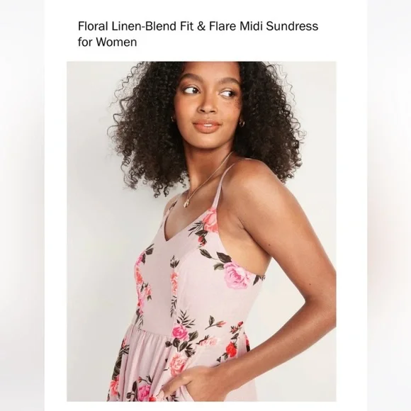 🌸 Pretty floral linen-blend cami dress with pockets - Picture 3 of 5